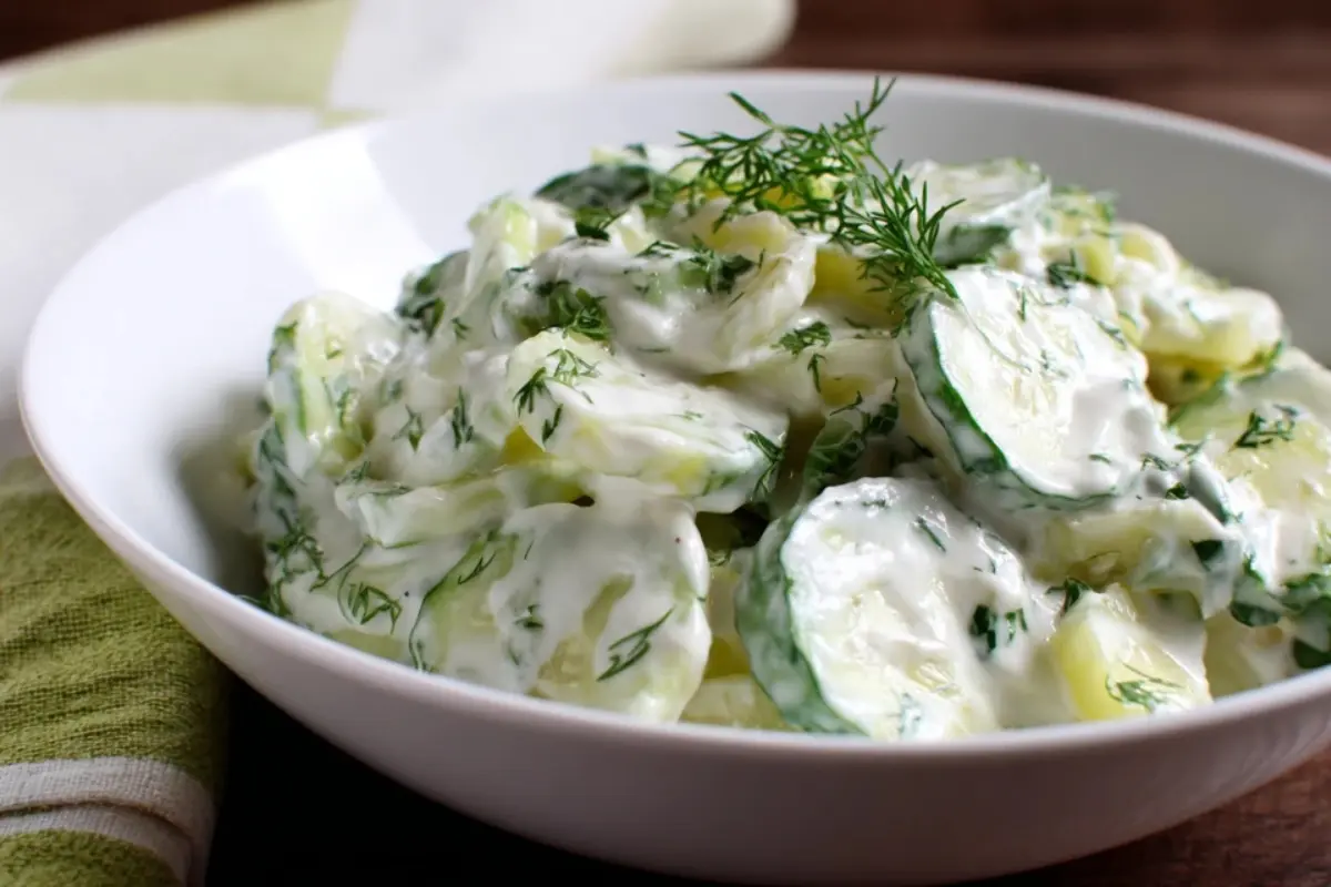 Creamy Cucumber Salad with Greek Yogurt Dressing