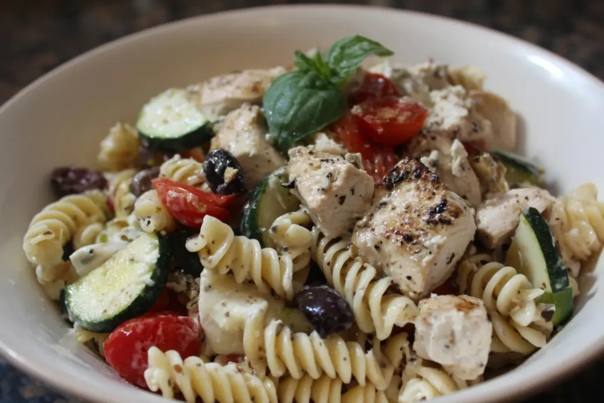 Mediterranean Chicken Pasta Salad