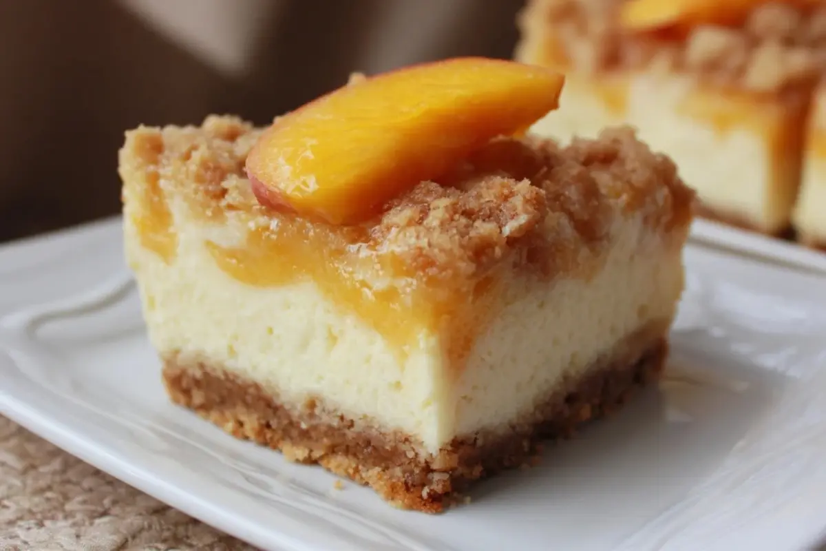 Peach Cobbler Cheesecake Bars