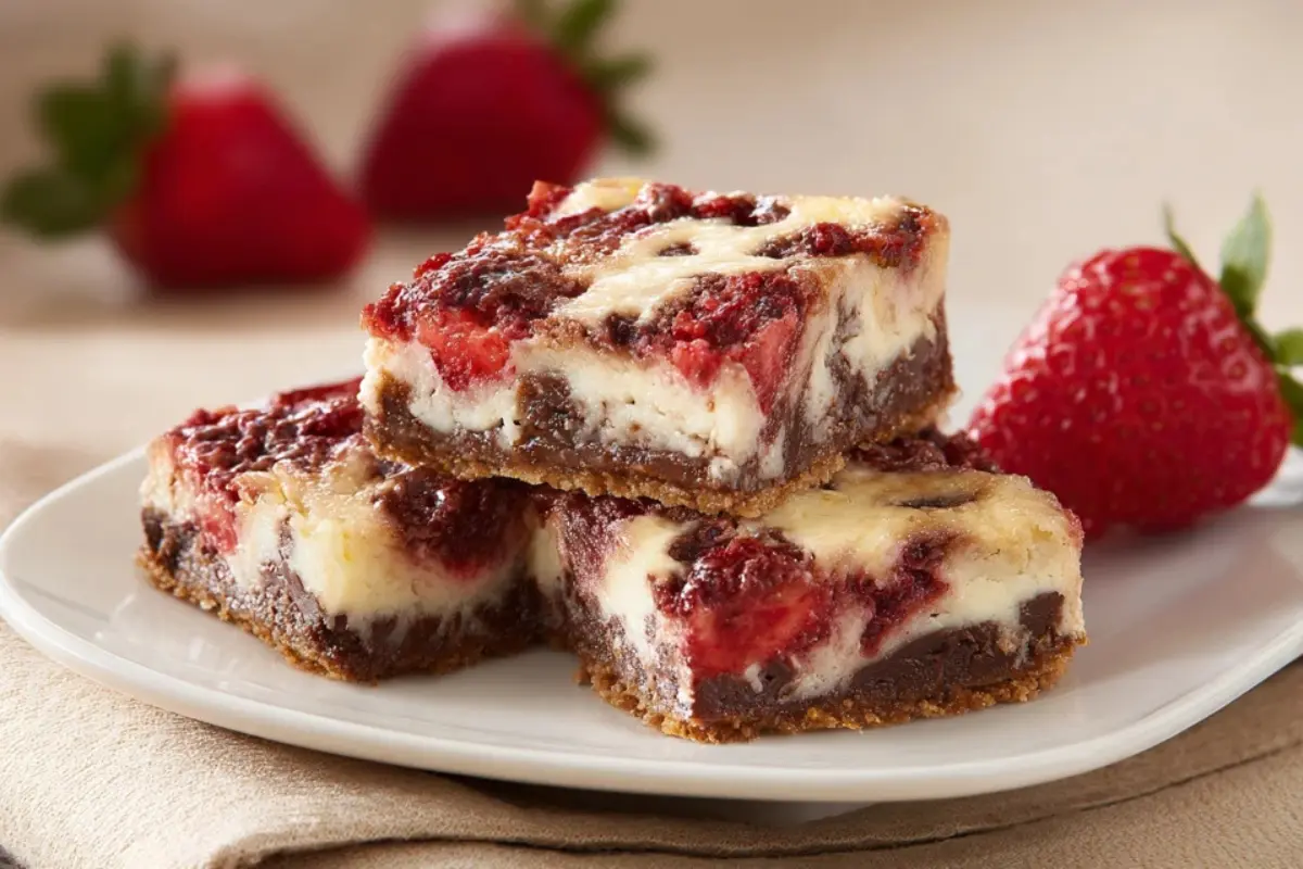 Strawberry Chocolate Chip Cheesecake Bars 