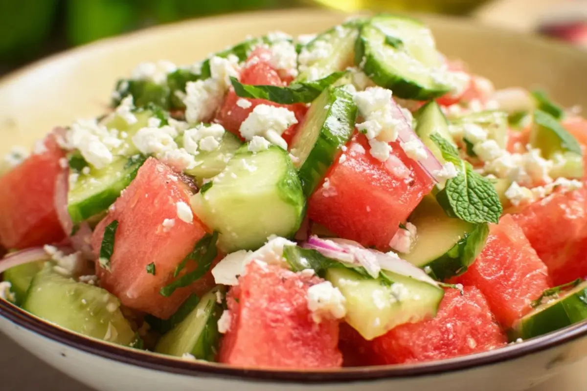 Watermelon Salad with Cucumber & Feta