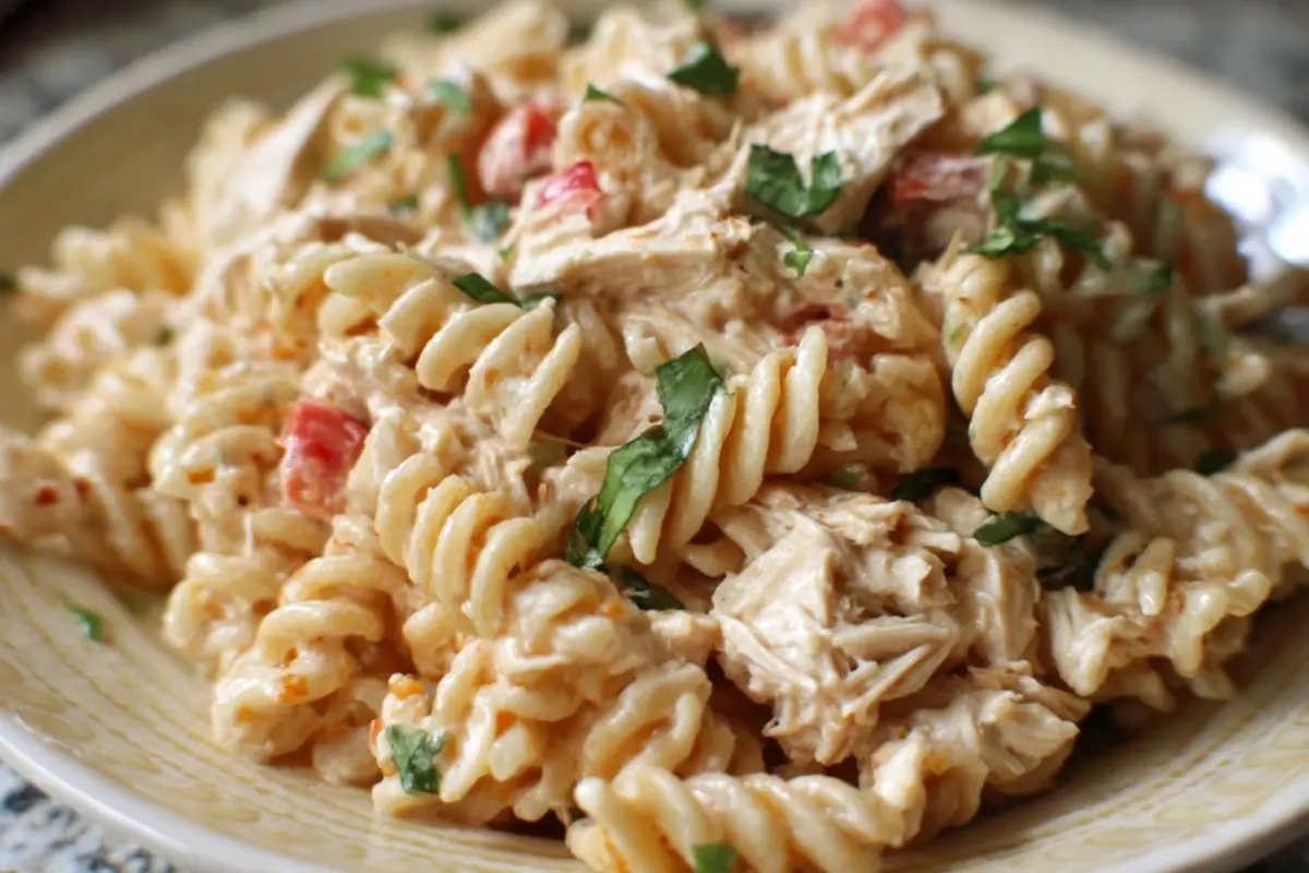 High Protein BBQ Chicken Pasta Salad