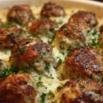 Honey Garlic Meatball Rice Bake