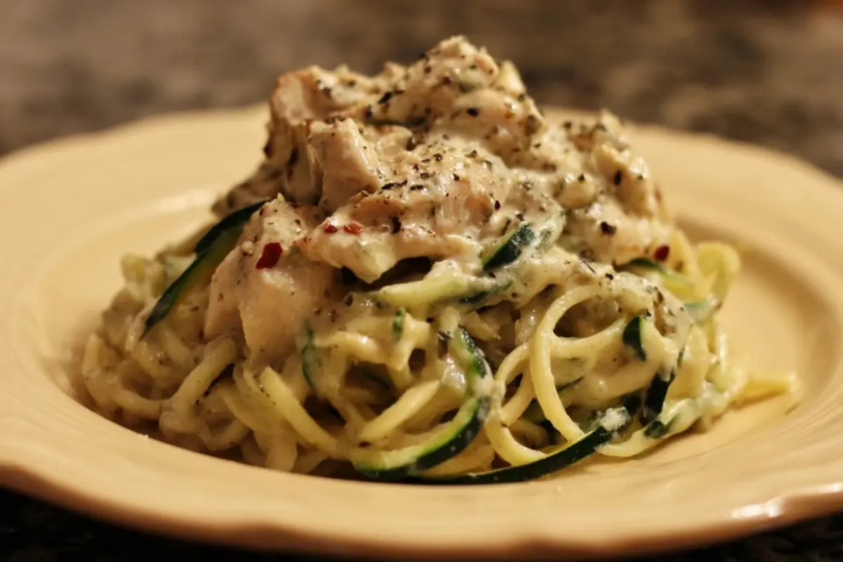 zucchini noodle chicken alfredo