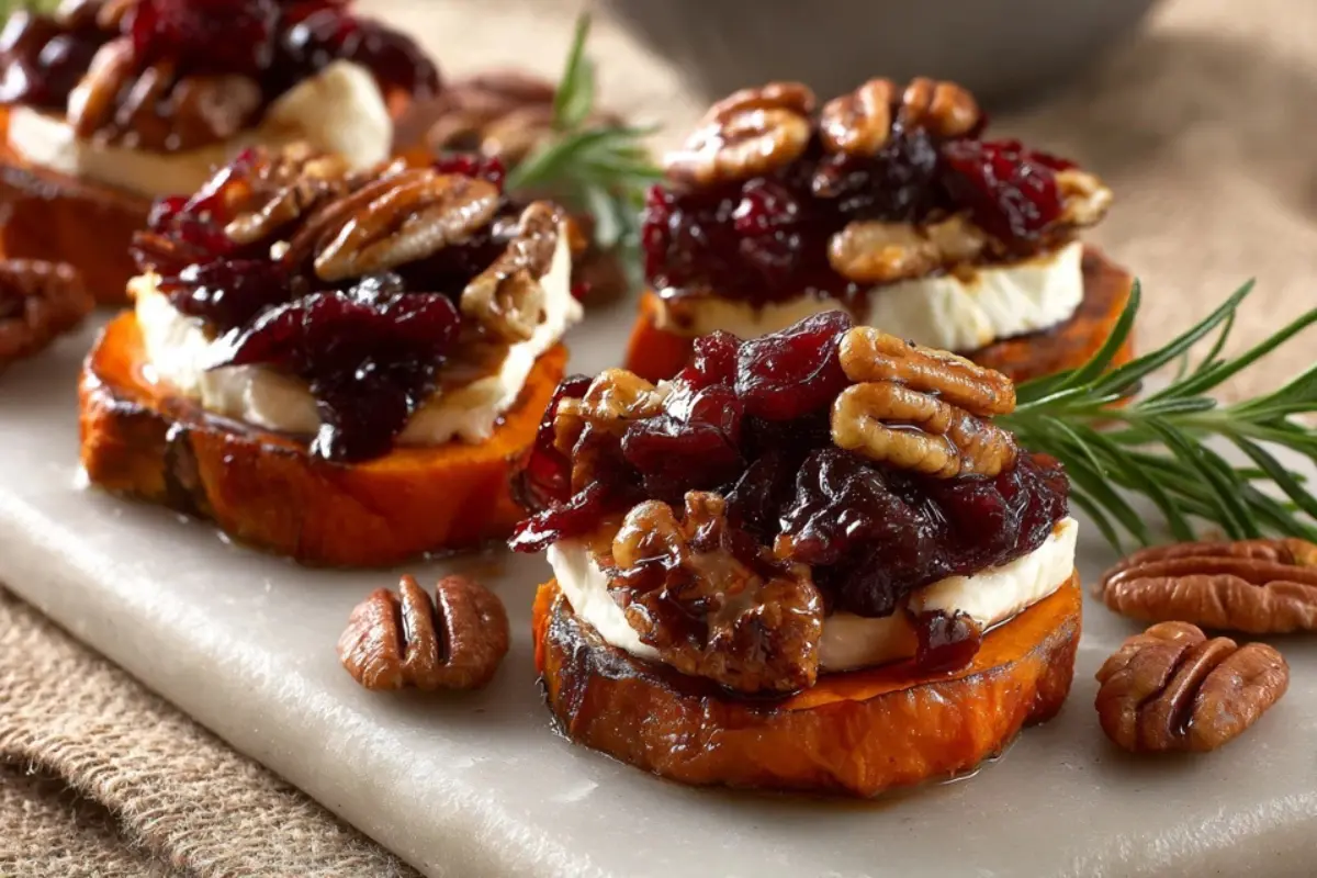 Sweet-Potato-Rounds-with-Brie-Cranberry-Pecans